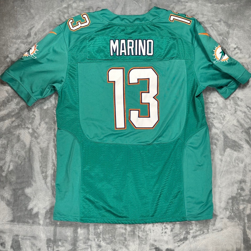 Nike Miami Dolphins Dan Marino 13 Stitched NFL Jersey Teal Mens 48 XL - Picture 12 of 12